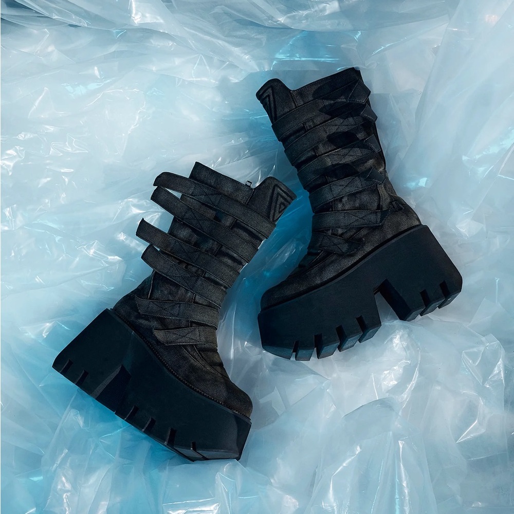 Frequency Washed Platform Boots by Darker Wavs (Dolls Kill)